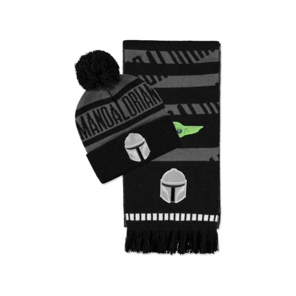 Star Wars - The Mandalorian Beanie & Scarf Giftset (Black/Grey) Star Wars - The Mandalorian Beanie & Scarf Giftset (Black/Grey)
