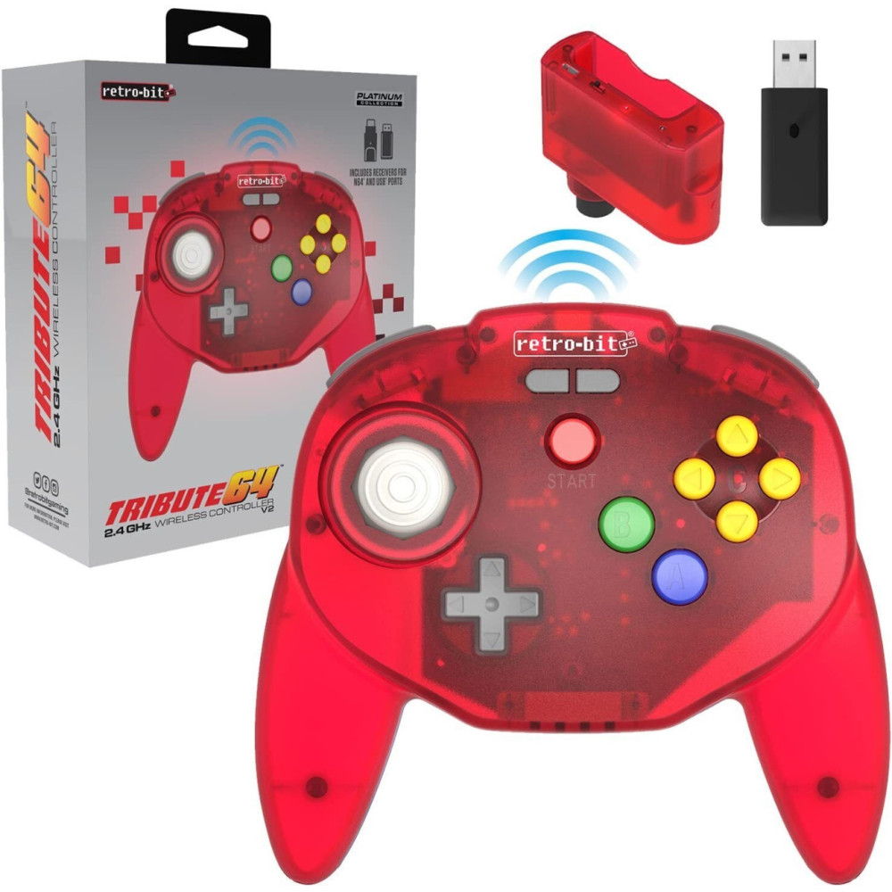 Tribute 64 2.4 GHz Wireless Controller V2 (Red) (Retro-bit) Tribute 64 2.4 GHz Wireless Controller V2 (Red) (Retro-bit)
