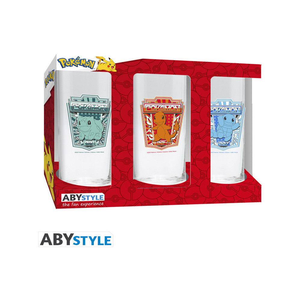 Pokemon - Kanto Starters 3 Glasses Set Pokemon - Kanto Starters 3 Glasses Set