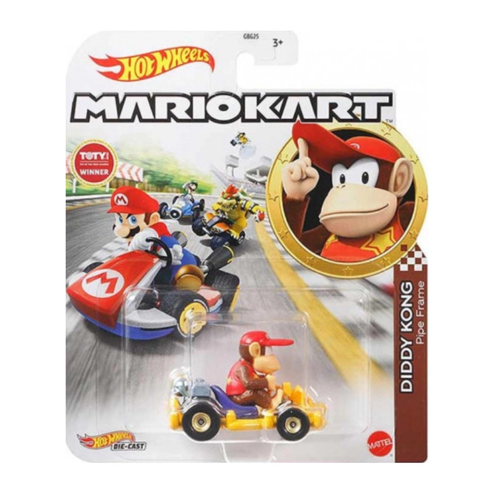 Hot Wheels Mario Kart - Diddy Kong Pipe Frame Kart Hot Wheels Mario Kart - Diddy Kong Pipe Frame Kart