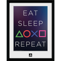 Playstation Framed Print - Eat Sleep Repeat (30x40cm)