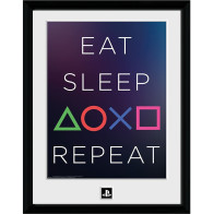 Playstation Framed Print - Eat Sleep Repeat (30x40cm)