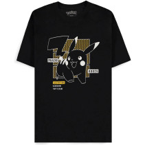 Pokémon - Pikachu Line-art Men's Short Sleeved T-shirt (Black)