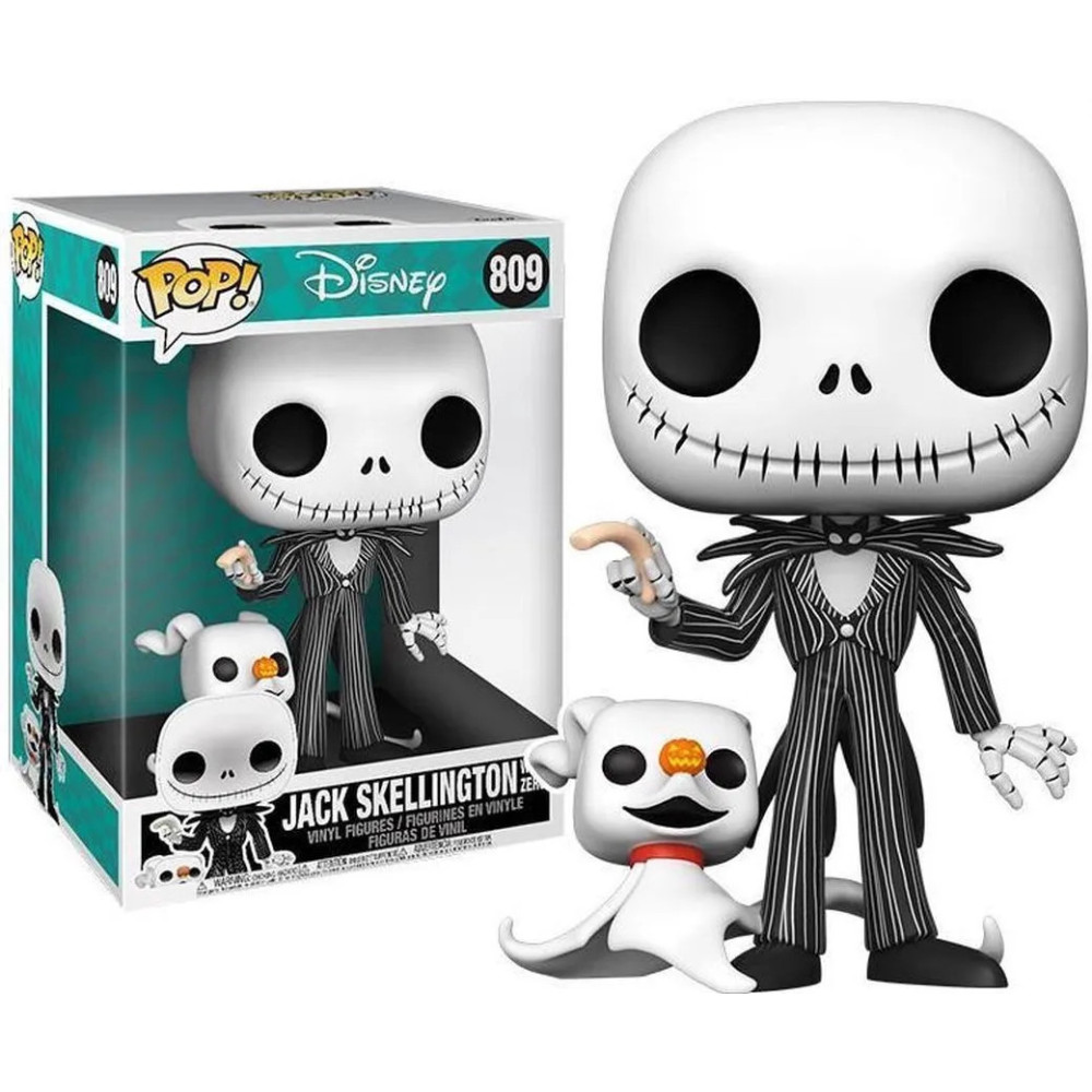 Disney Nightmare Before Christmas Funko Pop Vinyl: Jumbo Jack Skellington with Zero Disney Nightmare Before Christmas Funko Pop Vinyl: Jumbo Jack Skellington with Zero