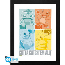 Pokemon Framed Print - Pikachu & Kanto Starters