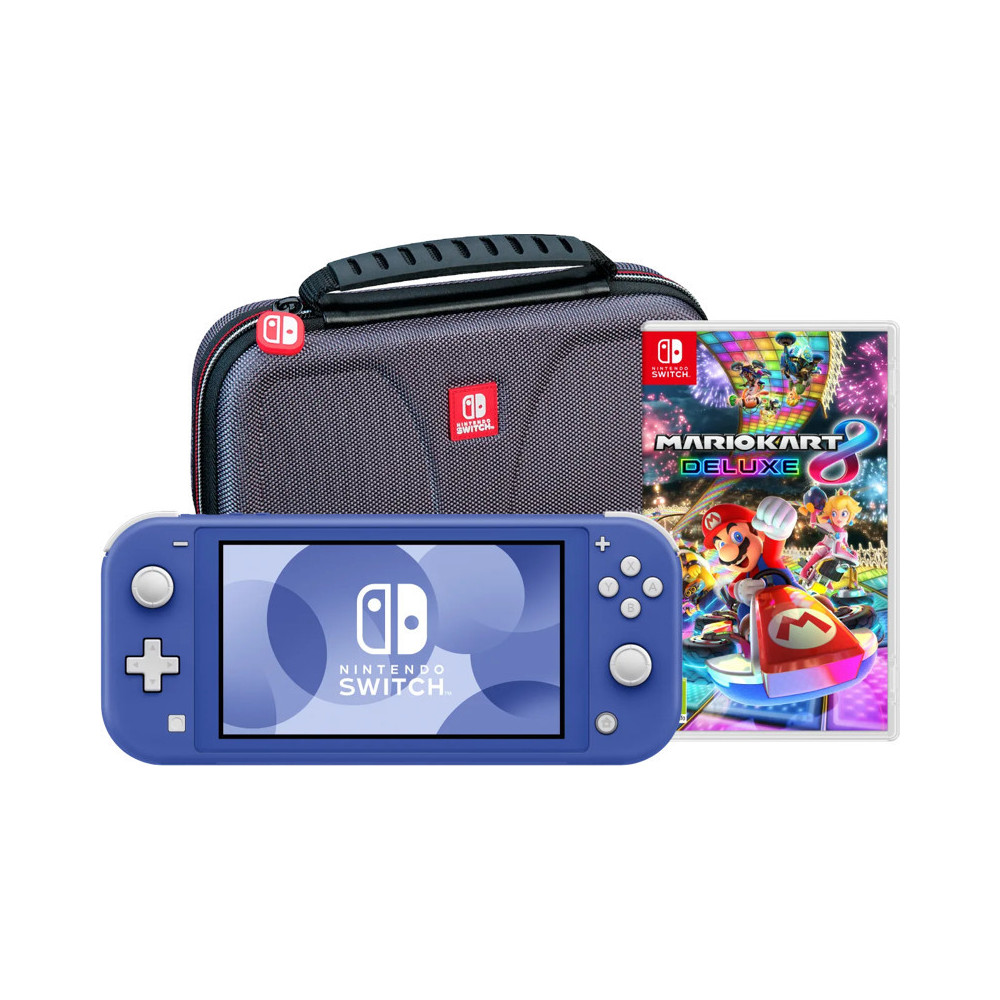 Nintendo Switch Lite Blauw + Mario Kart 8 Deluxe + Bigben Beschermtas Nintendo Switch Lite Blauw + Mario Kart 8 Deluxe + Bigben Beschermtas