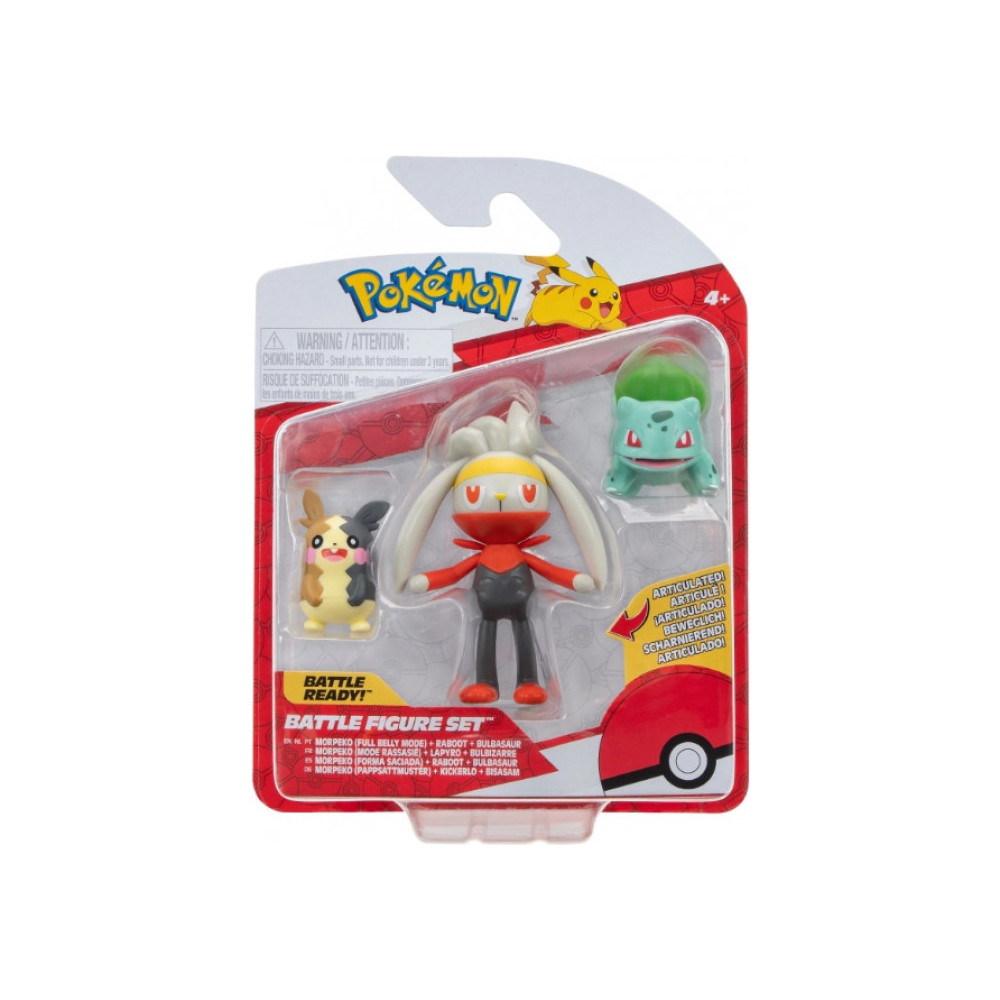 Pokemon Battle Figure Pack - Morpeko, Raboot & Bulbasaur Pokemon Battle Figure Pack - Morpeko, Raboot & Bulbasaur