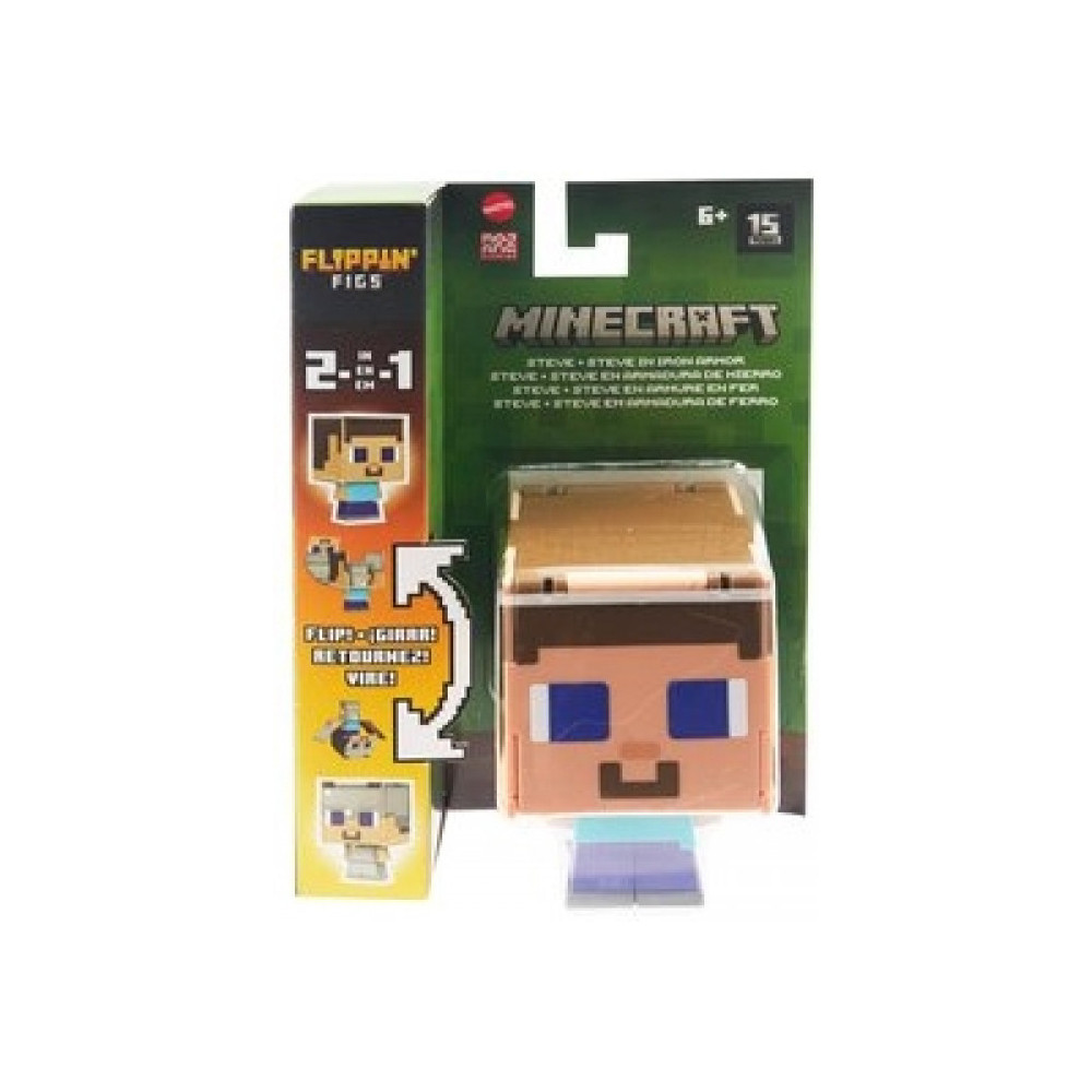 Minecraft Flippin' Figs Figure - Steve & Iron Armor Steve Minecraft Flippin' Figs Figure - Steve & Iron Armor Steve