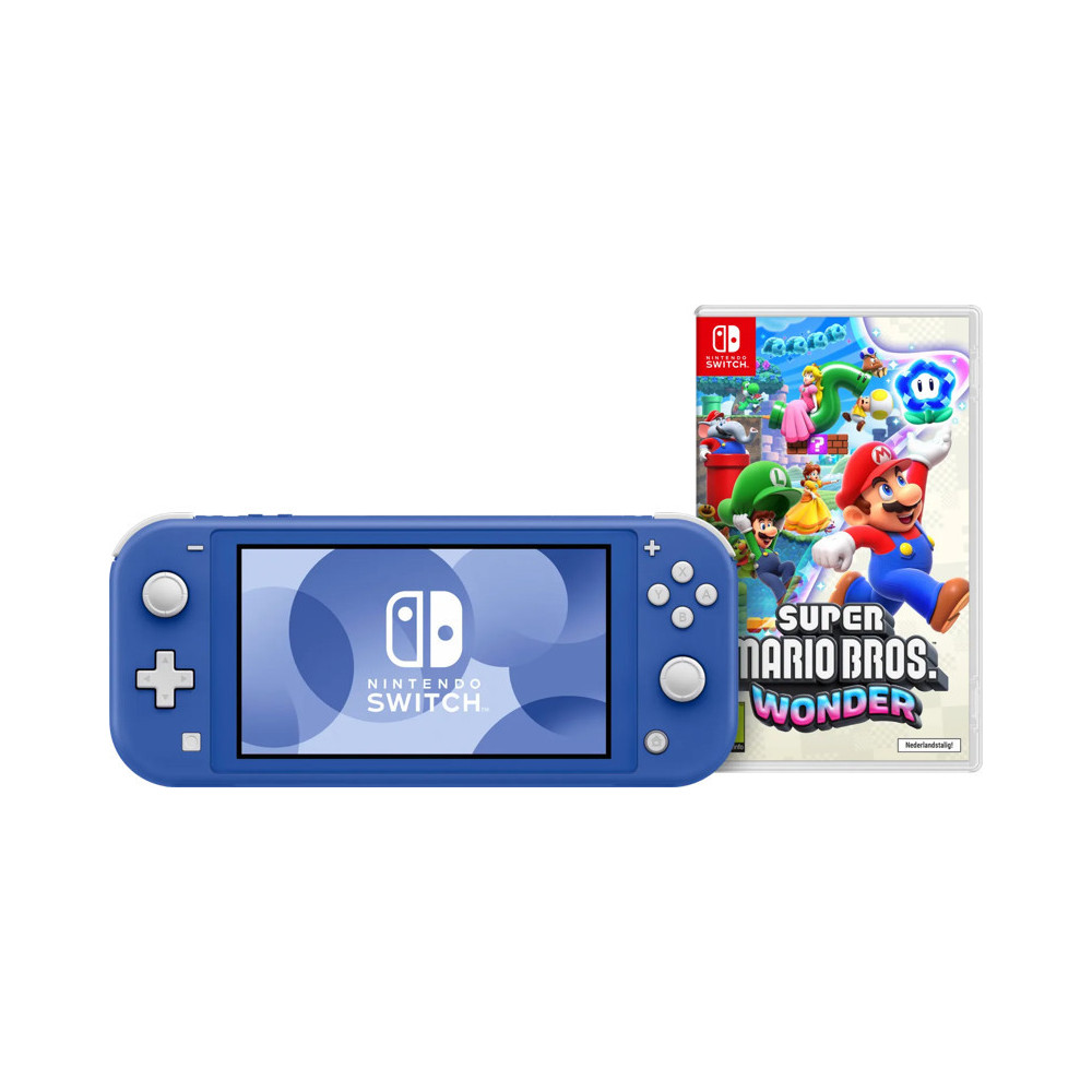 Nintendo Switch Lite Blauw + Super Mario Bros. Wonder Nintendo Switch Lite Blauw + Super Mario Bros. Wonder