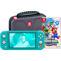 Nintendo Switch Lite Turquoise + Super Mario Bros. Wonder + Beschermhoes